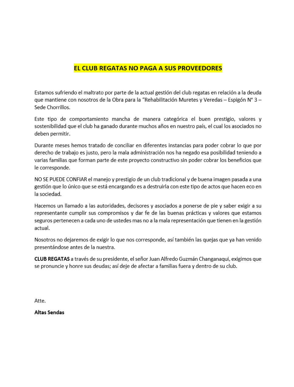 club regatas no paga